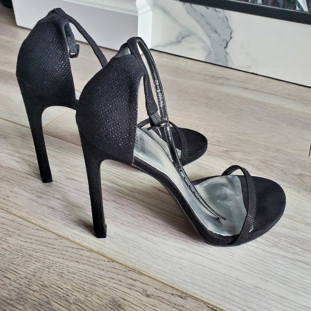 Stuart Weitzman Nudist Sandals Black Goosebump
